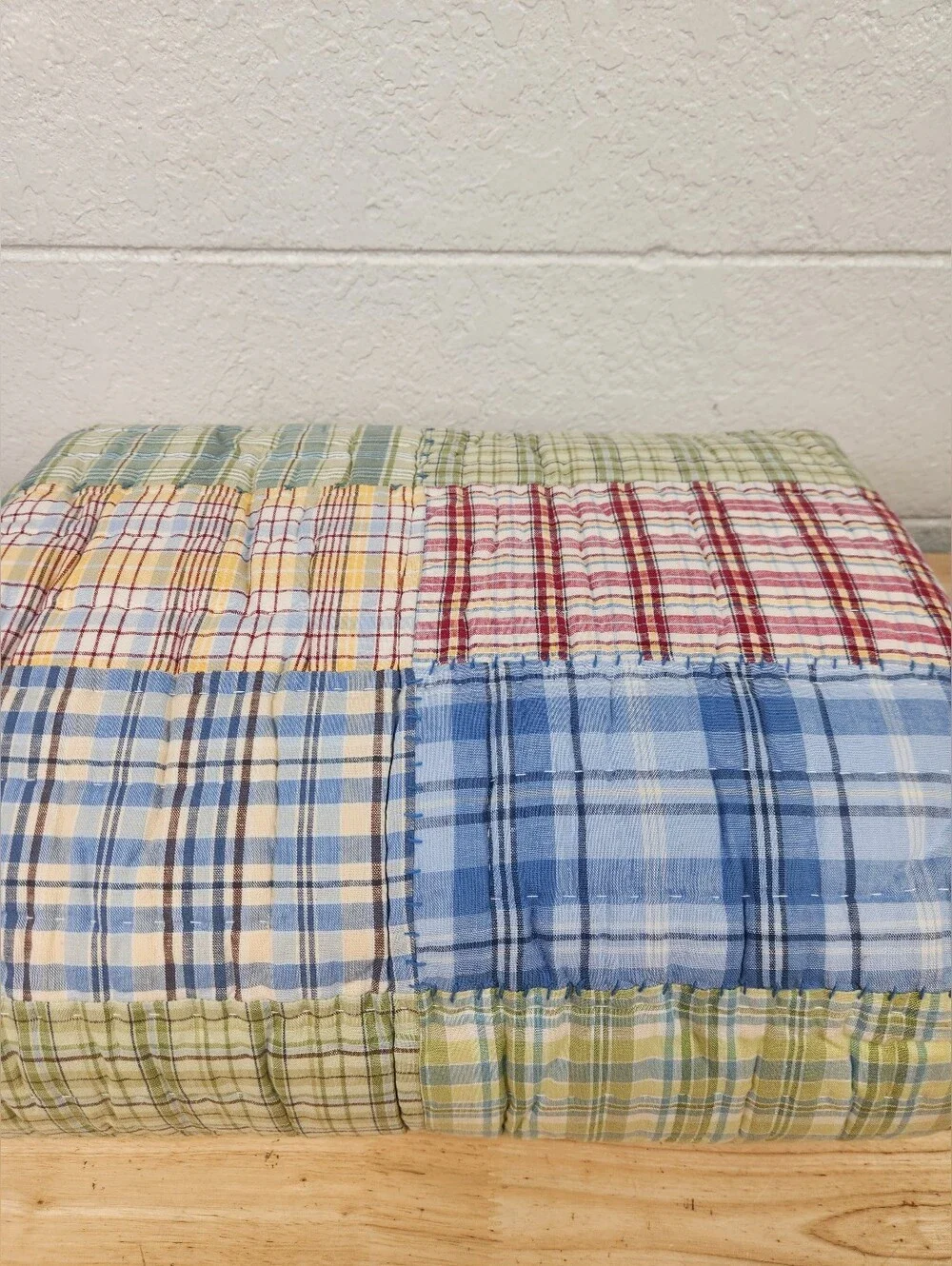 Pottery Barn Kids Laguna Plaid Patchwork Quilt Sz Twin Primary Colors Americana